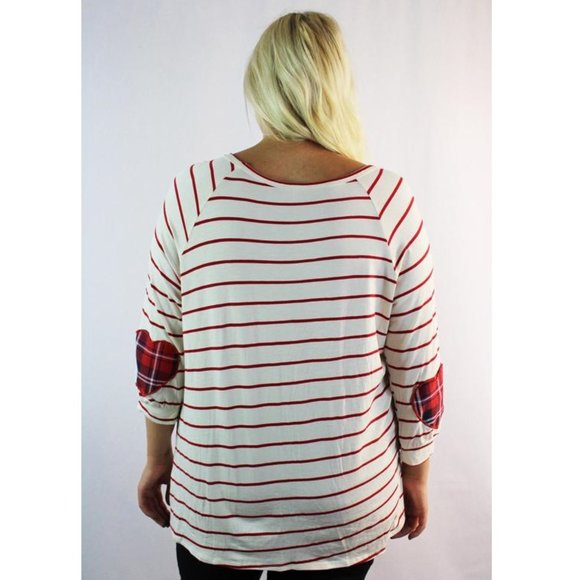 Red Stripe Long Sleeve Top with Tie Front - Picture 2 of 3